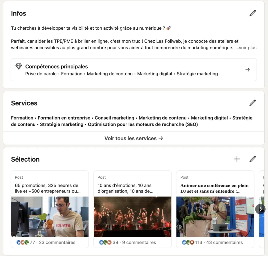 Exemple de profil linkedin optimisé