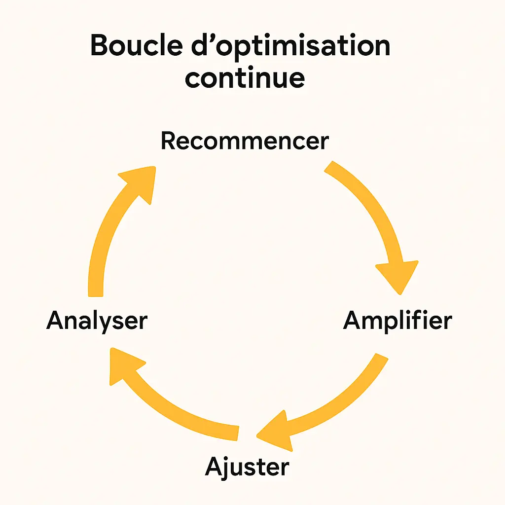 Schéma boucle d'optimisation continue sur linkedin
