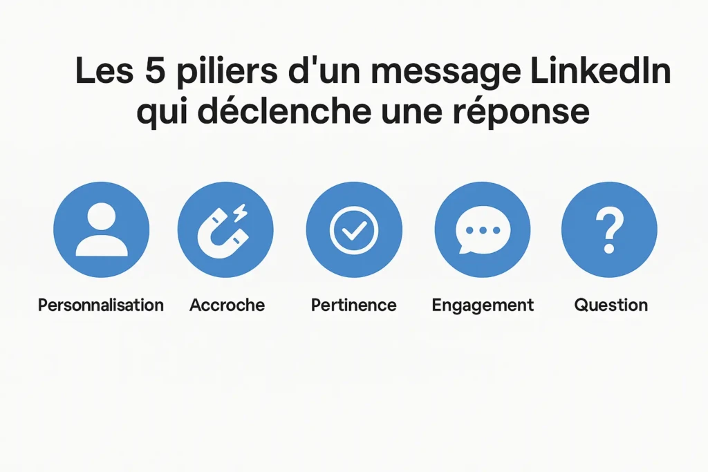 Illustration 5 piliers d'un bon message linkedin